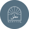 Manttaq logo — rising sun arch with منطق in Urdu on a slate blue circle