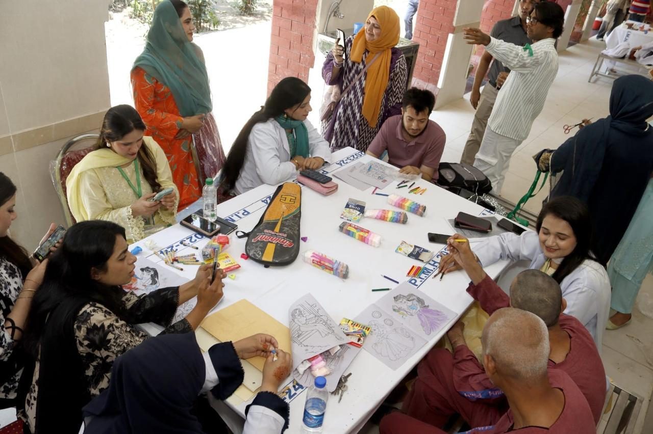 Art therapy session run with patients at the Punjab Institute of Mental Health